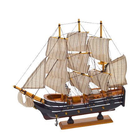 ESCULTURA DECORATIVA BARCO MADEIRA 32CM ESPRESSIONE