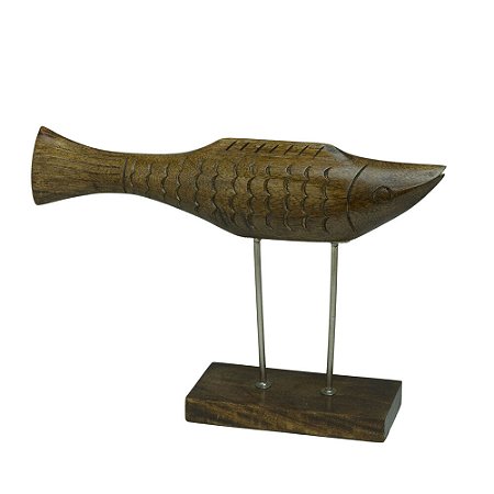 ESCULTURA DECORATIVA PEIXE MADEIRA 26,5X37,5CM ESPRESSIONE