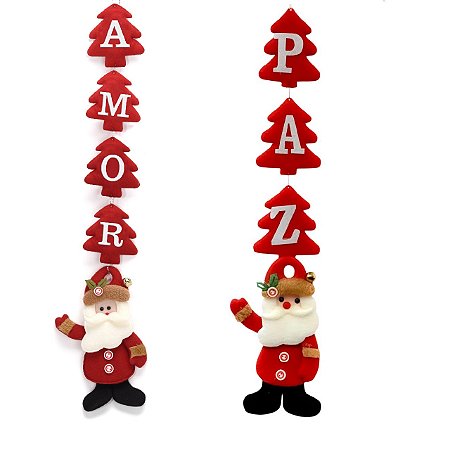 CJ 02 PCS ENFEITE NATALINO NOEL LIGADOS PANO AMOR/PAZ 47CM