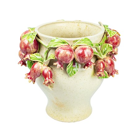 VASO EM CERAMICA BRANCO COM ROMAS 21CM LUCATTI