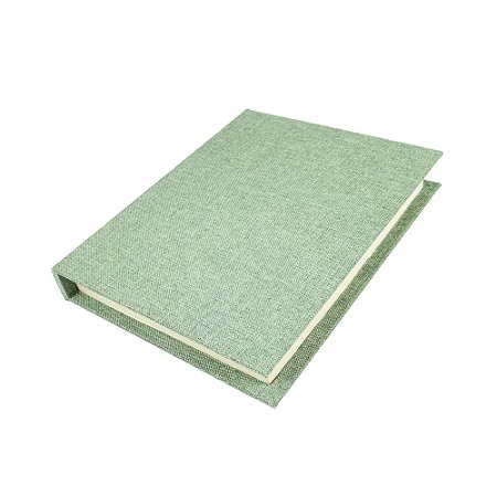 CAIXA LIVRO EM MADEIRA E LINHO VERDE P 26X21 CM LUCATTI
