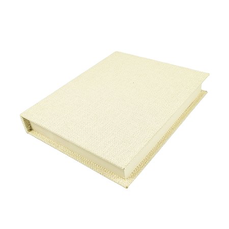 CAIXA LIVRO EM MADEIRA E LINHO BRANCO G 32X27 CM LUCATTI