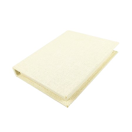 CAIXA LIVRO EM MADEIRA E LINHO BRANCA P 26X21 CM LUCATTI
