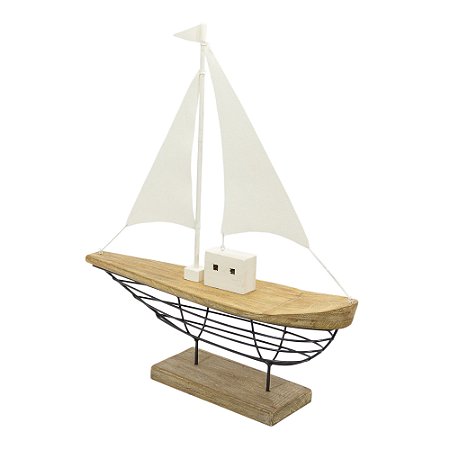 ESCULTURA BARCO DE METAL E MADEIRA 62X54 CM LUCATTI