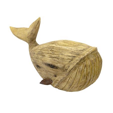 ESCULTURA DE BALEIA EM MADEIRA G 23X37 CM LUCATTI