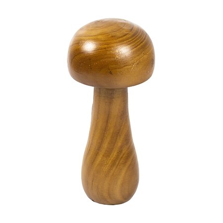 ESCULTURA DECORATIVA COGUMELO EM MADEIRA G 24CM