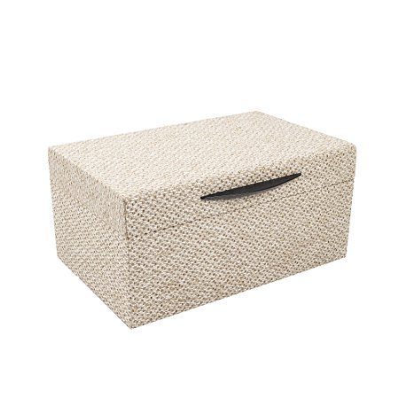 CAIXA DECORATIVA EM MADEIRA E LINHO BEGE G 17X34 CM LUCATTI