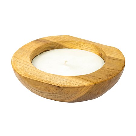 PORTA VELAS EM MADEIRA COM VELA DENTRO 7X30 CM