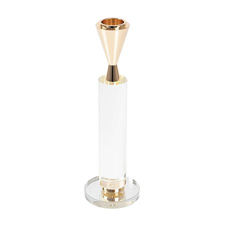 CASTICAL EM VIDRO INCOLOR E METAL ROSE GOLD G 19 CM LUCATTI