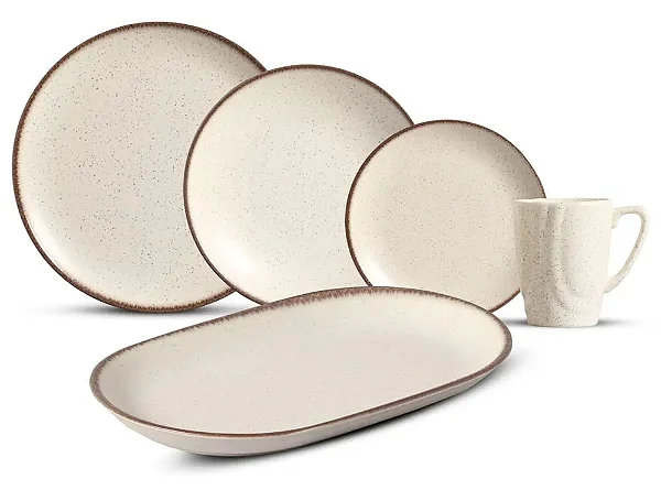 APARELHO DE JANTAR 17 PECAS VANILLA C/ TRAVESSA ALLEANZA