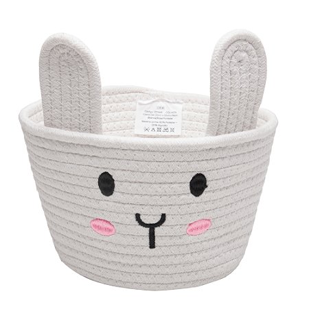 CESTA RABBIT 22x22x14CM BRANCA POLIESTER LYOR