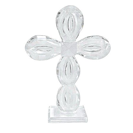 ESCULTURA CRUZ DECORATIVA EM CRISTAL 22X15X5CM