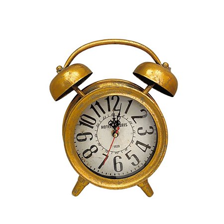 ESCULTURA RELOGIO DE MESA DECORATVO METAL RETRO 26CM