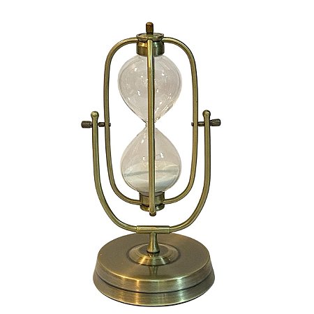 AMPULHETA VIDRO COM METAL ARCO 30 MINUT 24X11,5CM
