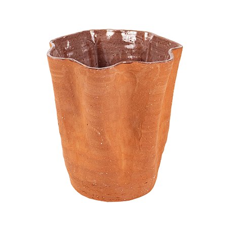 VASO DECORATIVO RUSTICO EM CERAMICA TERRACOTA 21X18CM