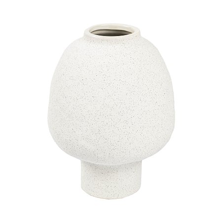 VASO EM CERAMICA DECORATIVO BRANCO G ORGANICO 27X19CM