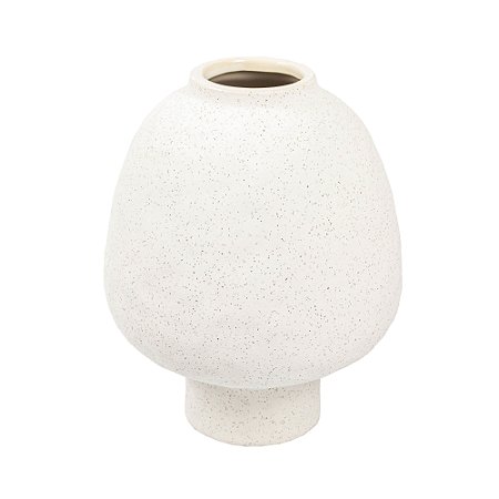 VASO ORGANICO DECORATIVO EM CERAMICA BRANCO P 21X16CM