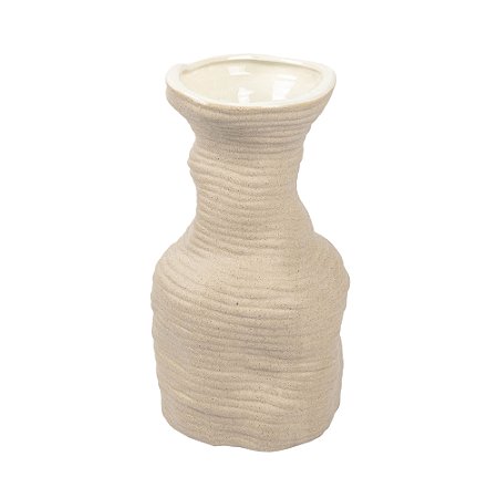 VASO DECORATIVO TEXTURIZADO EM CERAMICA CINZA 28X16CM