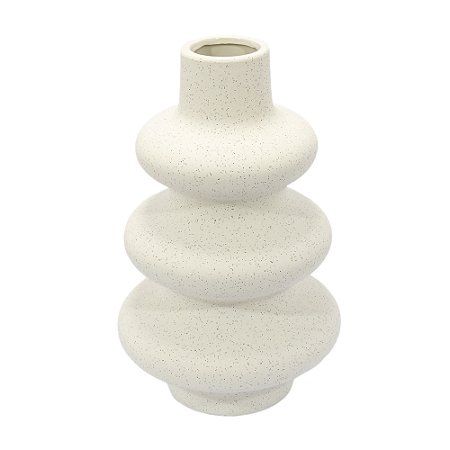 VASO EM CERAMICA BRANCO TEXTURIZADO GL235 28X17CM