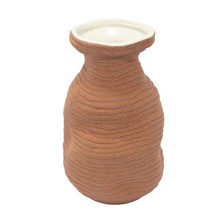 VASO EM CERAMICA TERRACOTA TEXTURIZADO P 25X14CM