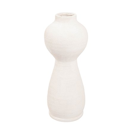 VASO ORGANICO DECORATIVO EM CERAMICA BRANCO 34X14CM