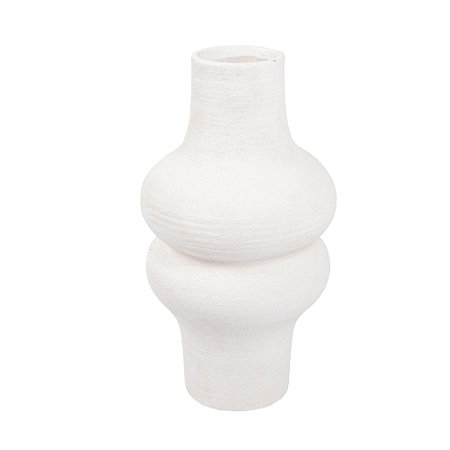 VASO ORGANICO DECORATIVO EM CERAMICA BRANCO 34X16CM