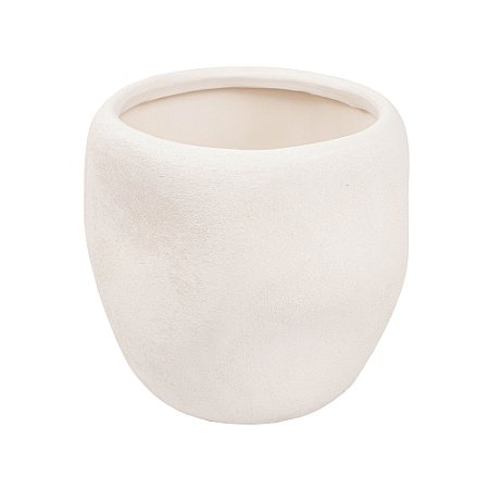 VASO ORGANICO DECORATIVO EM CERAMICA BRANCO 23X25CM