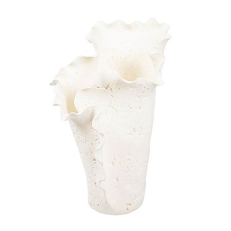 VASO DECORATIVO FORMAS EM CERAMICA BRANCA 41X28CM