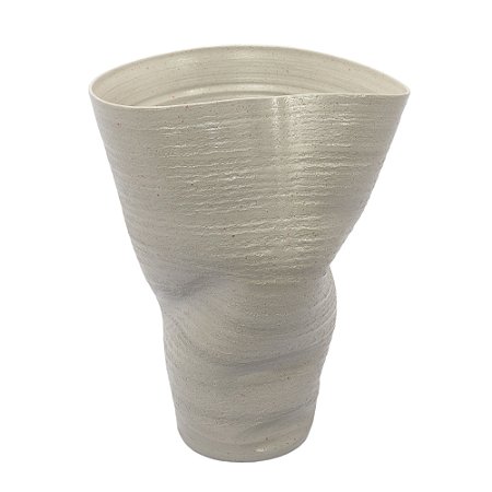 VASO DECORATIVO ORGANICO EM CERAMICA CINZA 35X26X22CM