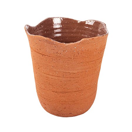 VASO ORGANICO DECORATIVO EM CERAMICA TERRACOTA 23X21CM