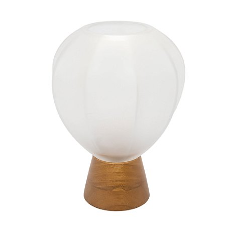 VASO DECORATIVO EM MADEIRA E VIDRO BRANCO FOSCO 25X19CM