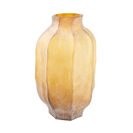 VASO DECORATIVO EM VIDRO AMBAR FOSCO 45X25CM