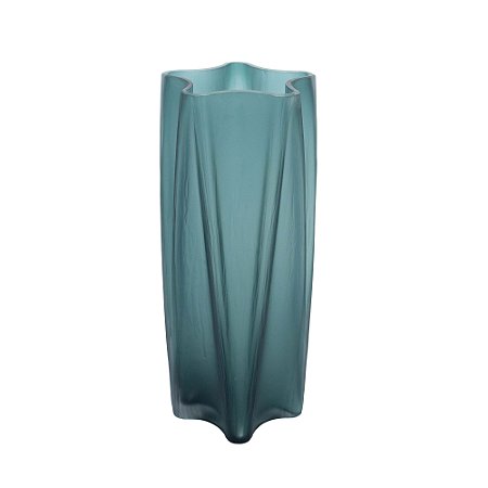 VASO DECORATIVO EM VIDRO AZUL 46X20CM