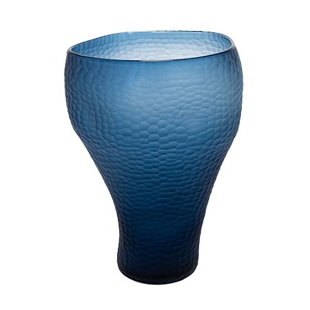 VASO DECORATIVO EM VIDRO AZUL G 39X27CM