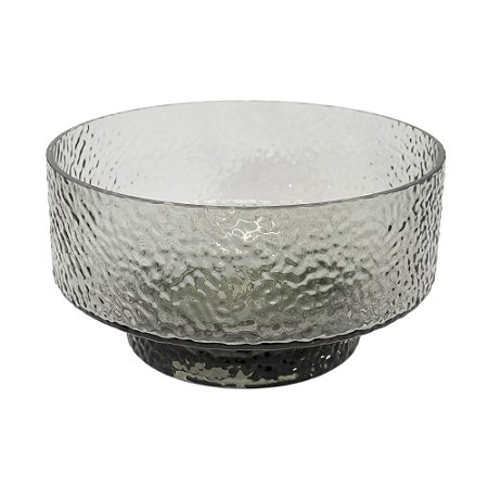 VASO CENTRO DE MESA DECORATIVO EM VIDRO FUME 15X28CM