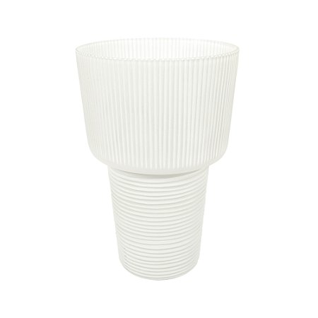 VASO EM VIDRO BRANCO DECORATIVO P 33X21cm