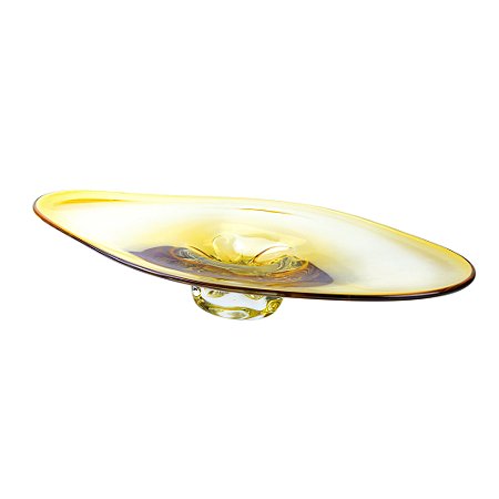 CENTRO DE MESA DECORATIVO AMBAR COM INCOLOR EM VIDRO 11X62CM