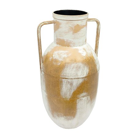 VASO ANFORA DECORATIVO EM METAL ENVELHECIDO P 60X32CM