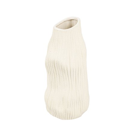 VASO DECORATIVO ORGANICO EM CERAMICA CREME G 31X15CM