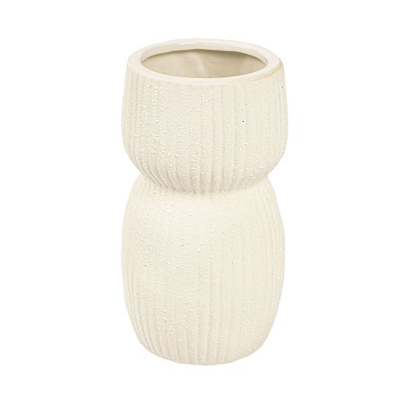 VASO DECORATIVO TEXTURAS EM CERAMICA CREME P 20X11CM
