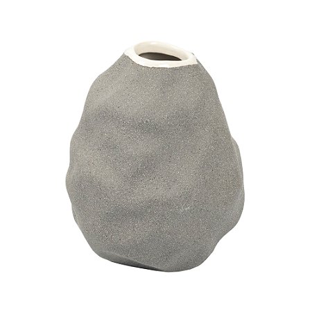 VASO DECORATIVO ORGANICO EM CERAMICA CINZA ESCURO P 12X10CM