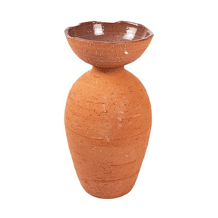 VASO RUSTICO DECORATIVO EM CERAMICA TERRACOTA 29X14CM