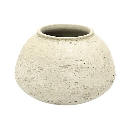 VASO DECORATIVO RUSTICO DE CIMENTO CINZA CLARO 17X23CM