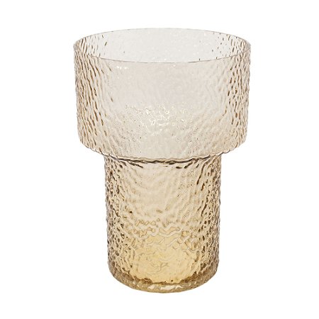 VASO EM VIDRO TEXTURIZADO DECORATIVO MARROM 30X21CM