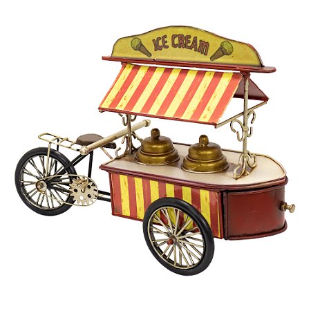BICICLETA EM MINIATURA SORVETERIA METAL VERM 21X31X10,5CM