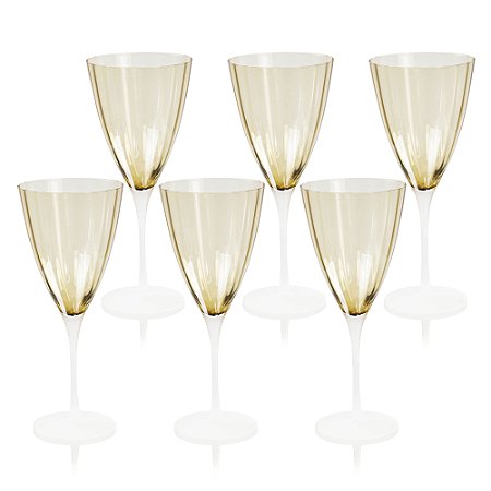 JOGO DE TACAS PARA VINHO TINTO EM VIDRO BEGE 23X10CM