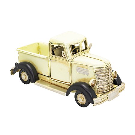 MINIATURA CAMINHONETE BEGE EM METAL 7,5X16X7,5CM