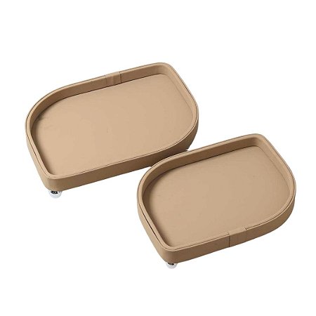 CJ 02 BANDEJAS EM PU COR MOUSSE COM PES REDONDOS PRATA