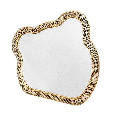 ESPELHO EM MADEIRA DECORATIVO FORMATO ORGANICO 75X45CM