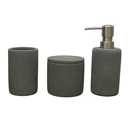 KIT PARA BANHEIRO EM CIMENTO GRAFITE - 3 PCS MART